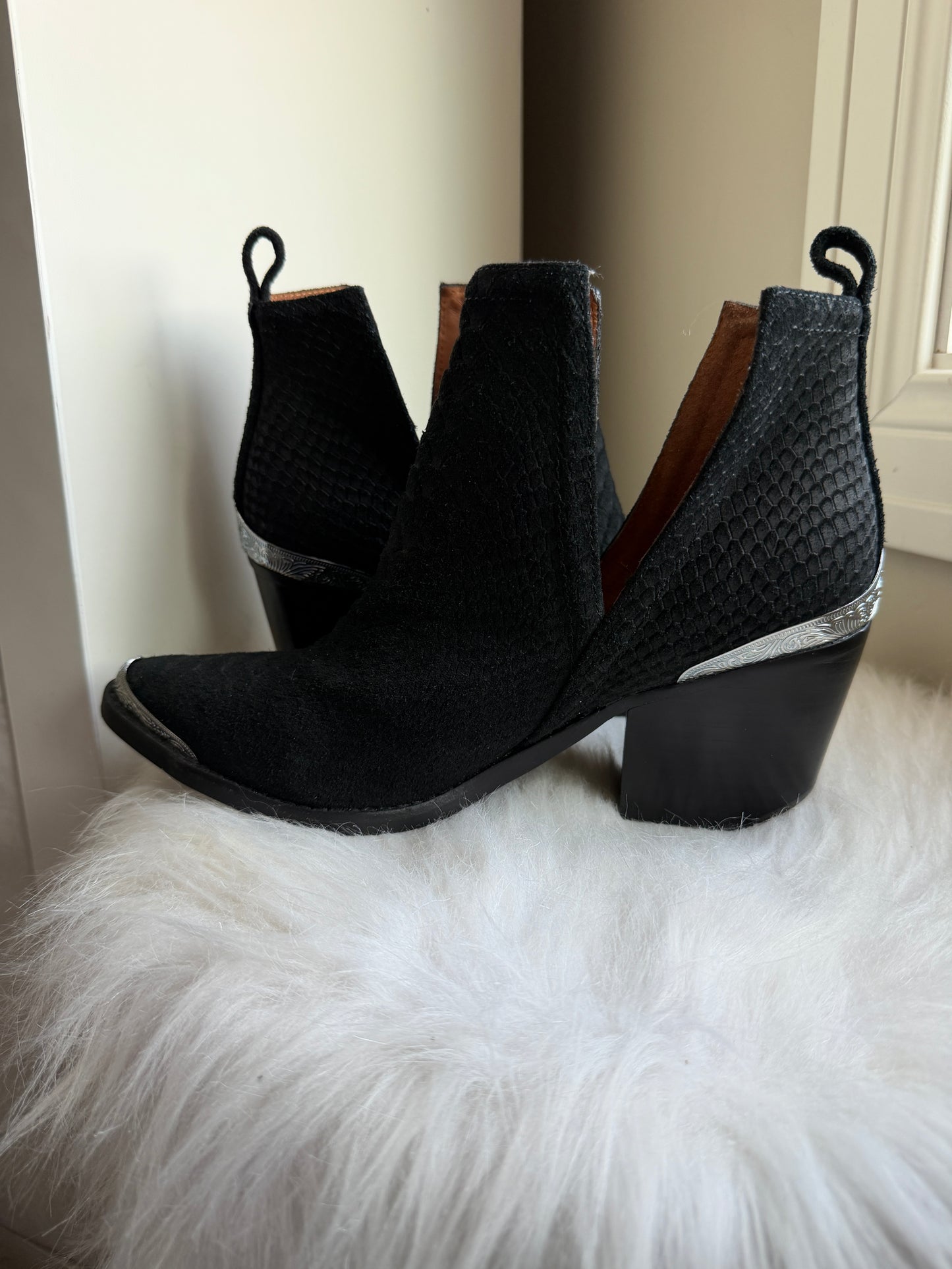 Jeffrey Cambell snake print boots